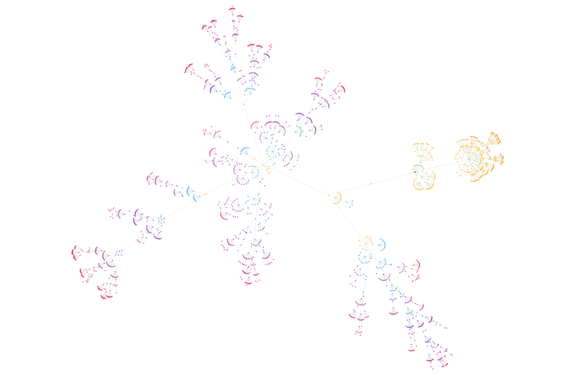 Sitebulb crawl visual showing improved website clusters after the first round of internal linking and structure cleanup