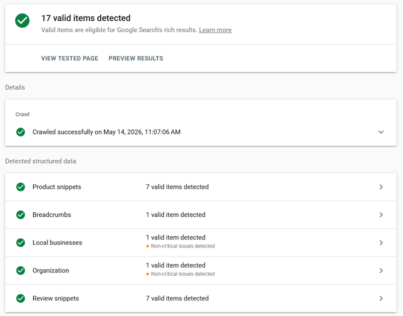 Schema markup example showing structured data used to describe Ezy Peazy services, reviews and marketplace activity